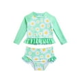 thumbnail image 6 of Teen Bathing Suits Children's Flower Print Swimsuit for Girls Long Sleeve Quick Dry Sun Protection Swimwear 2 Piece Set Toddler Girl Swimsuit Light Green 6 Months-12 Months, 6 of 7