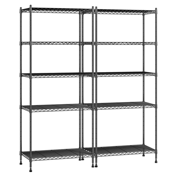 Metal Shelving Unit 5 Tier - 1010LBS Adjustable Wire Shelving for Pantry, Kitchen, Garage, Laundry - 13.6"D x 21.5"W x 59.4"H, 2 Pack