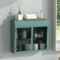thumbnail image 2 of GZXS 27.55" Wall-Mounted Metal Cabinet with Fluted Tempered Glass Doors, 2-Door Storage Cabinet with Removable Glass Shelf, for Bathroom, Kitchen, Home Office (Army Green), 2 of 7