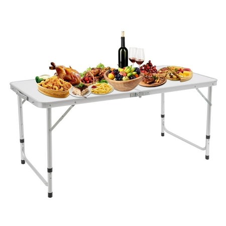 Wildnix Portable Folding Camping Table Adjustable Height (54-70cm) Lightweight Aluminum Alloy Frame Non-Slip Feet Easy to Carry Modern Design