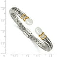thumbnail image 2 of 14K Two-Tone Gold bracelet Cuff Yellow Diamond-cut Pearl Freshwater Round White Diamond 9 mm, 2 of 2