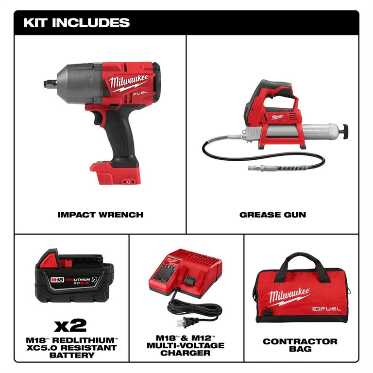 Milwaukee 2767 22GR M18 FUEL HTIW w Grease Gun Kit