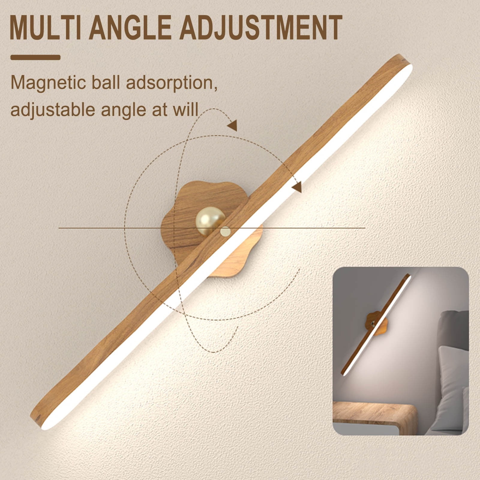 Wall Reading Light Stick on Bunk Bed Lamp Dimmable Touch Lights Magnetic Mounted Under Cabinet Lighting Rechargeable Battery Operated Wireless LED Closet Kitchen Portable Bar for Vanity Makeup Mirror