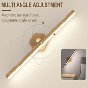 Wall Lights for Bedroom Battery Operated Wall Sconce Lamp Vanity Light Magnetic Wooden Wireless Rechargeable Wall Lights,Rotating Multi-purpose Night Light Movable Light Detachable Cabinet Light