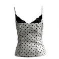 thumbnail image 3 of Tsesme Women's Polka Dot Tank Tops Fashion Lace Patchwork Spaghetti Strap Tops Summer Slim Fits Sleeveless Tops,Black,M, 3 of 7