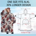 thumbnail image 4 of Oversized Wearable Blanket Hoodie,Beige Skull Crow Flower Pattern Sherpa Blanket Hoodie with Super Pockets,Super Warm Fuzzy Pullover for Women & Men, 4 of 6