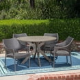 thumbnail image 3 of GDF Studio Pia Outdoor Wicker and Acacia Wood 5 Piece Dining Set, Multibrown and Teak, 3 of 13