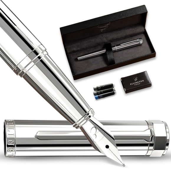 Set de plumas estilográficas Ellington Pens Sonata Silver, punta media