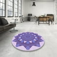 thumbnail image 4 of Ahgly Company Machine Washable Indoor Round Transitional Slate Blue Area Rugs, 7' Round, 4 of 7