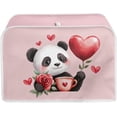 thumbnail image 1 of UNICEU Valentine's Day Panda Rose Print Toaster Covers 2 Slice Bread Maker Dust Cover Heart Print Kitchen Small Appliance Dust Protector, 1 of 7