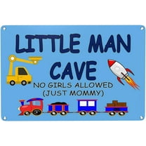 Little Man Cave Metal Tin Sign Retro Bedroom Wall Decor Home Room Wall Art Decor 8x12 Inch, Blue