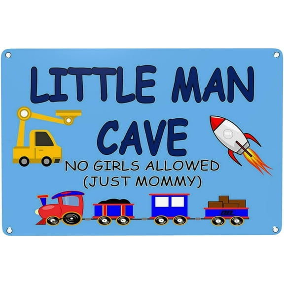 Little Man Cave Metal Tin Sign Retro Bedroom Wall Decor Home Room Wall Art Decor 8x12 Inch, Blue