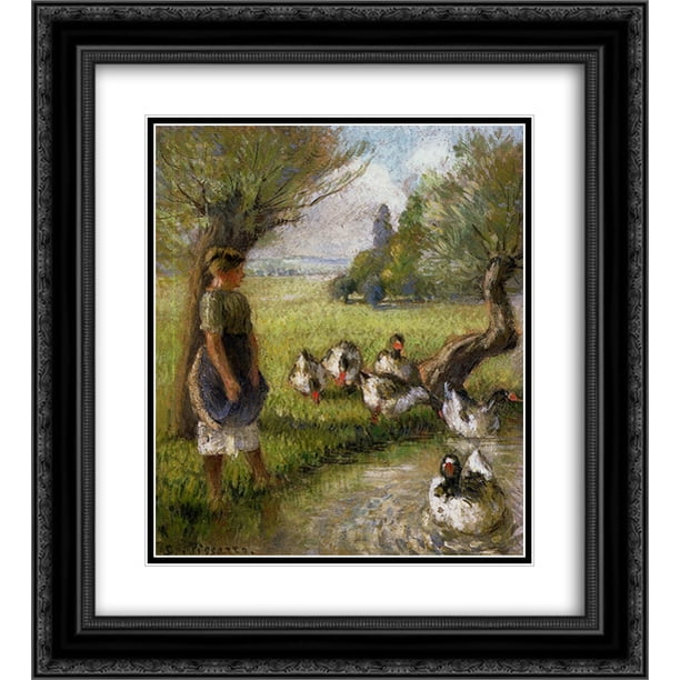 Camille Pissarro 2x Matted 20x24 Black Ornate Framed Art Print Goose Girl Walmart Com Walmart Com