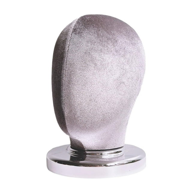 Cabeza de bloque de lona, cabeza de exhibición de peluca, estable, independiente, con base de PVC, exhibición de sombrero Terciopelo Gris