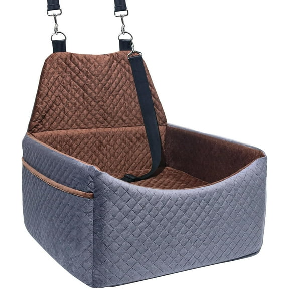 Dog Car Seat for Small Medium Dogs, Soft Fabric Dog Booster Seat with Storage Pockets, Safety Belt, Comfy Pet Car Seat Travel Bed, Removable and Washable