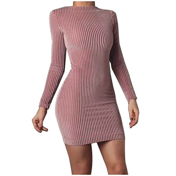 Womens Glitter Sparkle Velvet Long Sleeve Cocktail Dress Bowlneck Sexy Slim Fitted Mini Short Dress Elegant Formal Dress