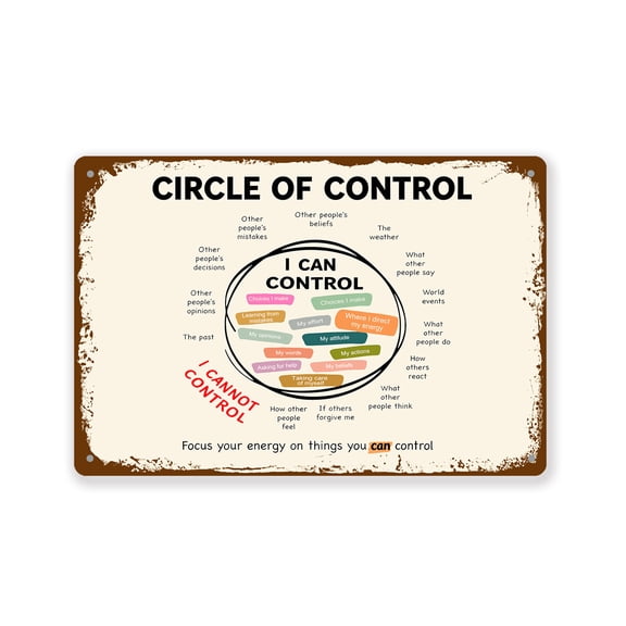 BTFSigns Funny Sign Gifts Metal Signs Circle Of Control Poster 12x8 Inch Aluminum Sign Vintage Farm Bar Wall Art Restroom Toilet Home Garden Yard Church Office Wall Decor