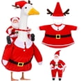 thumbnail image 2 of AZXY 23 Inch Santa Christmas Porch Goose Outfit, Goose Clothes Dress Duck Clothes for Large Cement Plastic Porch Goose Statue, Outdoor Christmas Yard Decorations, 2 of 7