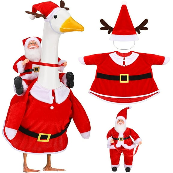 Tyidzon Seasonal Holiday Porch Goose Outfits Summer Outfits Fall Halloween Christmas Birthday All Seasons Garden Goose Clothes for 23" Cement Statue Lawn Patio Outdoor Decorations
