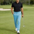 thumbnail image 2 of Delconic Mens Golf Pants Outdoor Hiking Trousers Breathable Casual Sports Pants Straight Leg Stretch Waist Travel Workwear Sky Blue XL, 2 of 5