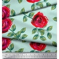 thumbnail image 2 of Soimoi Green Velvet Fabric Leaves & Rose Floral Fabric Prints By Yard 58 Inch Wide, 2 of 3