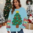 thumbnail image 2 of Lorytime Vintage Crewneck Sweatshirt Women Christmas Tree Print Shirt Long Sleeve Pullover Loose Tops for Festive, 2 of 7