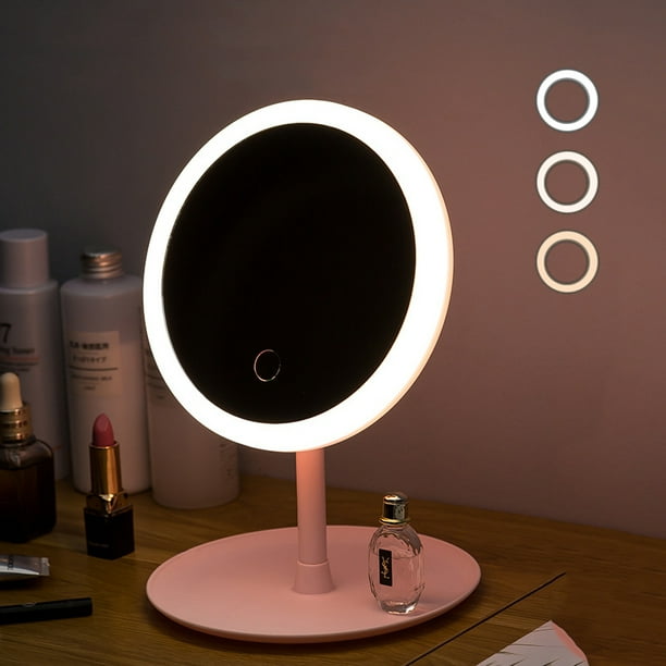 Kohree USB Charging Led Light Makeup Mirror Storage LED Face Mirror Adjustable Touch Dimmer Led Vanity Mirror Table Desk Cosmetic Mirror