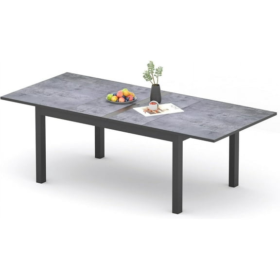Cozy Home Patio 91.70" Aluminum Expandable Outdoor Dining Table, Gray