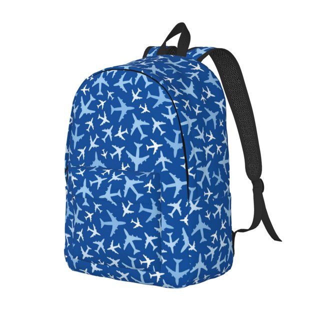 Disketp Airplanes in the Sky print Canvas Backpack Lightweight Travel Daypack Student Rucksack Laptop Backpack-Small