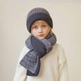 thumbnail image 2 of AJTQTH Winter Clothes for Girls Boys Kids Toddler Knitting Thick Warm Beanie Hat+Casual Solid Color Square Long Scarf for Neck Warm Outfits Winter and Fall Outfits Gray Free Size, 2 of 3