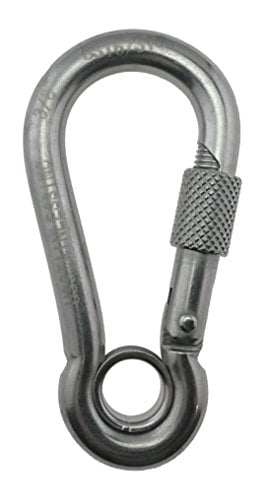 Marine Grade US Stainless 4 Pieces Stainless Steel 316 Spring Hook No Eye Carabiner 3/8 10mm
