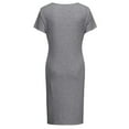 thumbnail image 4 of Lilgiuy Women's Maternity Dress Pregnant Dress for Photoshoot Wedding Guest Charming Short Sleeve Round Neck Solid Middle Length Split Dress Gray, 4 of 4