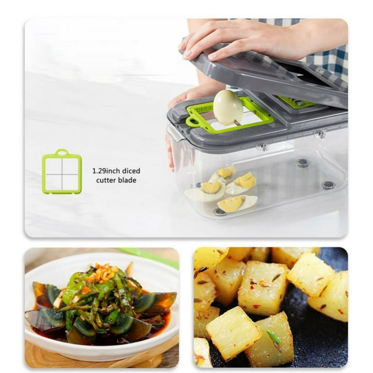  Multifunctional Vegetable Chopper Dicing & Slitting, vegetable  Chopper Dicer With Container, Manual Pressure Food Slicer, Steel Stainless  Cutter, Kitchen Tool for Cucumber Carrot Potato Onion Slicing: Home &  Kitchen