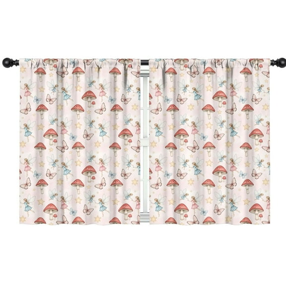 Blackout Kids Curtains,Mushroom Fairy Princess Pattern Childrens Insulated Curtains Set Of 2,Bedroom Essentials,Toddler Room Decor 42"x54"