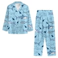 thumbnail image 3 of SCRAWLGOD Shark Print Blue 2Pcs Mens Pajamas Set Soft Notched Collar Pajamas for Men, Lightweight Anti-Wrinkle Long Sleeve Mens Sleepwear with Pockets & Elastic Band, XS, 3 of 6