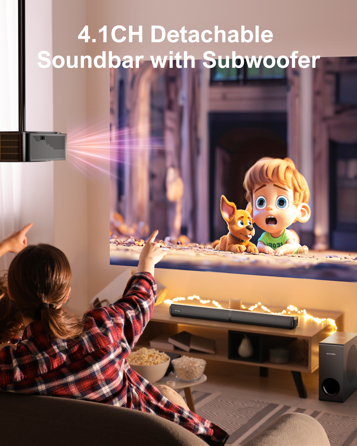 ULTIMEA 4.1ch Sound Bars for TV with Subwoofer, 2-in-1 Detachable Soundbar for TV, Bluetooth 5.3 Sound Bar, 3 EQ Modes & BASSMX TV Speakers, ARC/Optical/Aux, Wall Mount, Apollo S50 Detachable Series - image 3 of 9