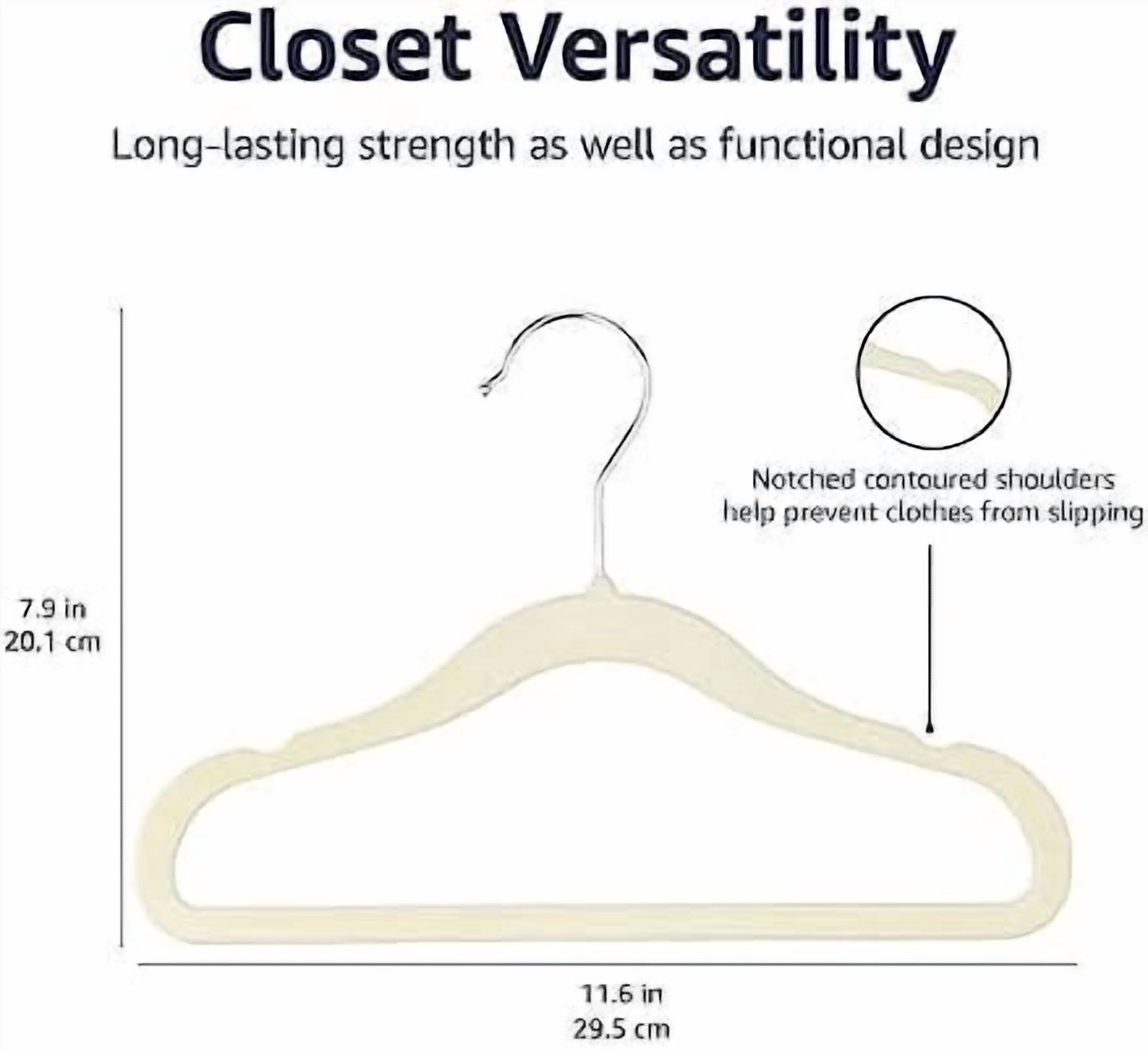 Basics Kids Velvet, Space Saving, Non-Slip Clothes Hangers for Infant and Toddler, Durable, 11.6 inches (for Baby Clothes), Pack of 50, Beige