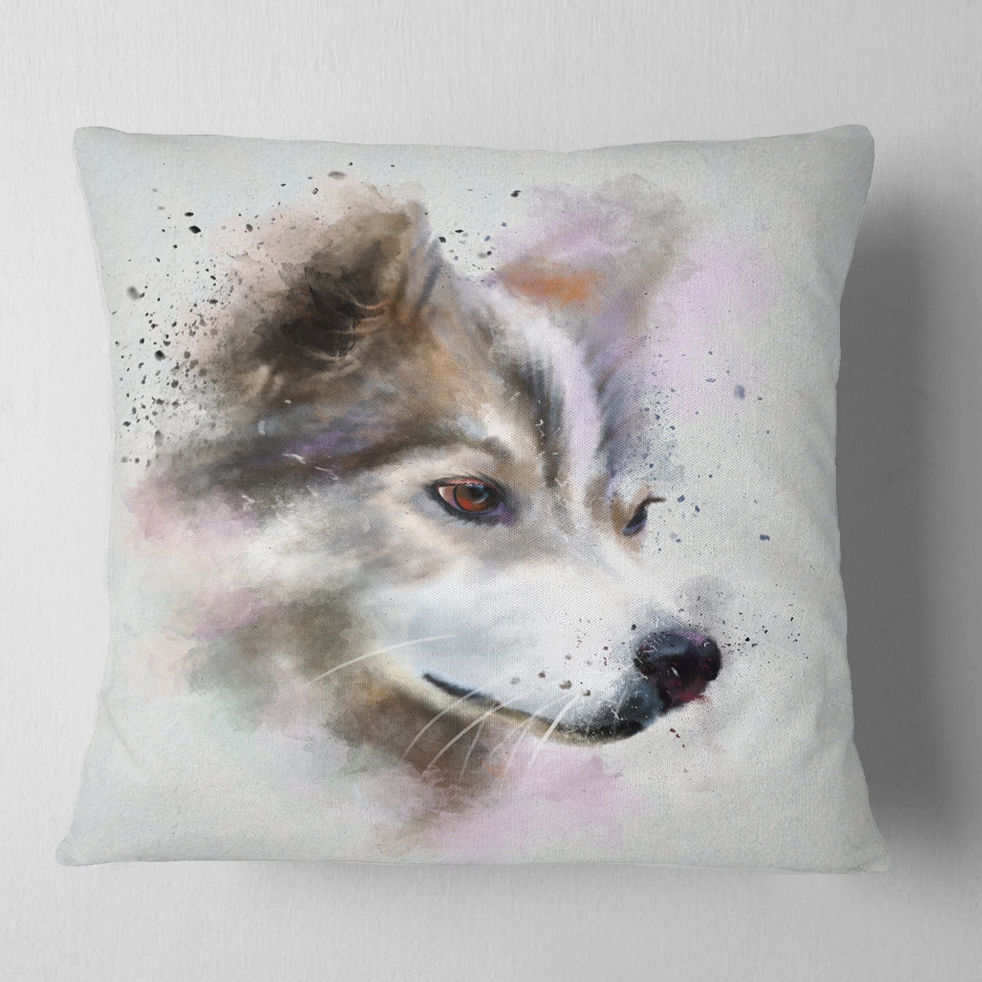 Designart Cute Brown Dog Watercolor - Animal Throw Pillow - 16x16