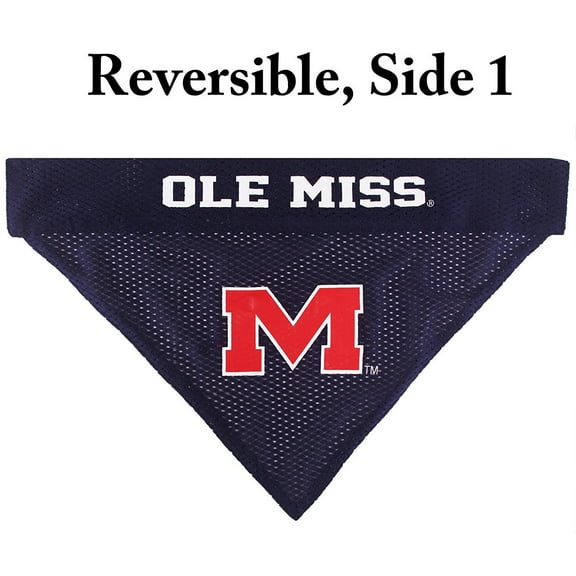 Pets First Collegiate Ole Miss Reversible Bandana -Home & Away Mesh & Premium Embroidery For Dogs & Cats