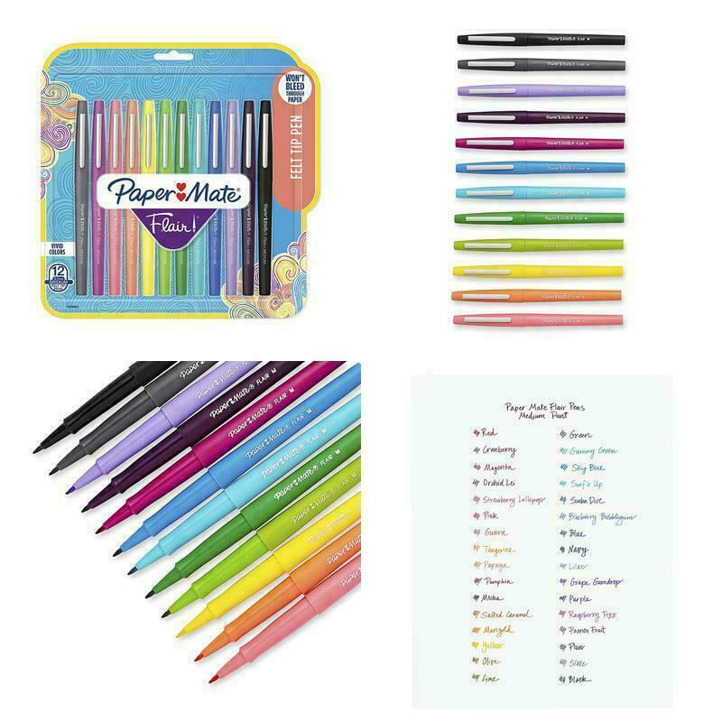 Paper Mate 1928605 Flair Felt Tip Pens, Medium Point (0.7mm), Tropical and Class