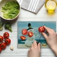 thumbnail image 4 of Snowman Cutting Board, Winter Vacation Holiday Theme Figure Seashells Sitting on Sandy Beach Coastal, Decorative Tempered Glass Cutting and Serving Board, Small Size, Multicolor, by Ambesonne, 4 of 5