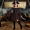 thumbnail image 7 of Kids Pirate Dress Bell Sleeves Fairy Dresses for Girls with Corset Belt Handkerchief Hem Party Outfit, 7 of 7