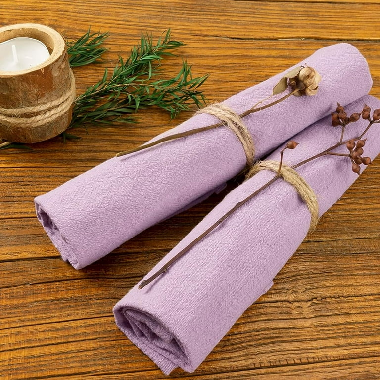 Holzlrgus Cotton Linen Napkins Bulk 17x17 Stonewashed Cloth Dinner Napkins  Rustic Thick Table Napkins for Family Events Christmas Parties Wedding  Decoration (Set of 4, Lavender) 