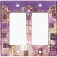 thumbnail image 6 of Metal Light Switch Plate Cover Elegant Purple Cat Newspaper Frame Damask DAM071, 6 of 13