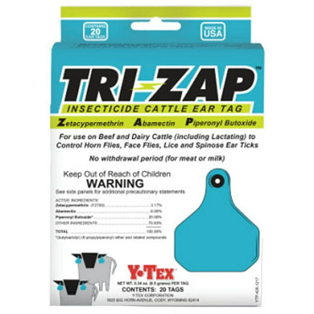 TriZap Insecticide Fly Cattle Ear Tags 20 Count No Withdrawl Walmart