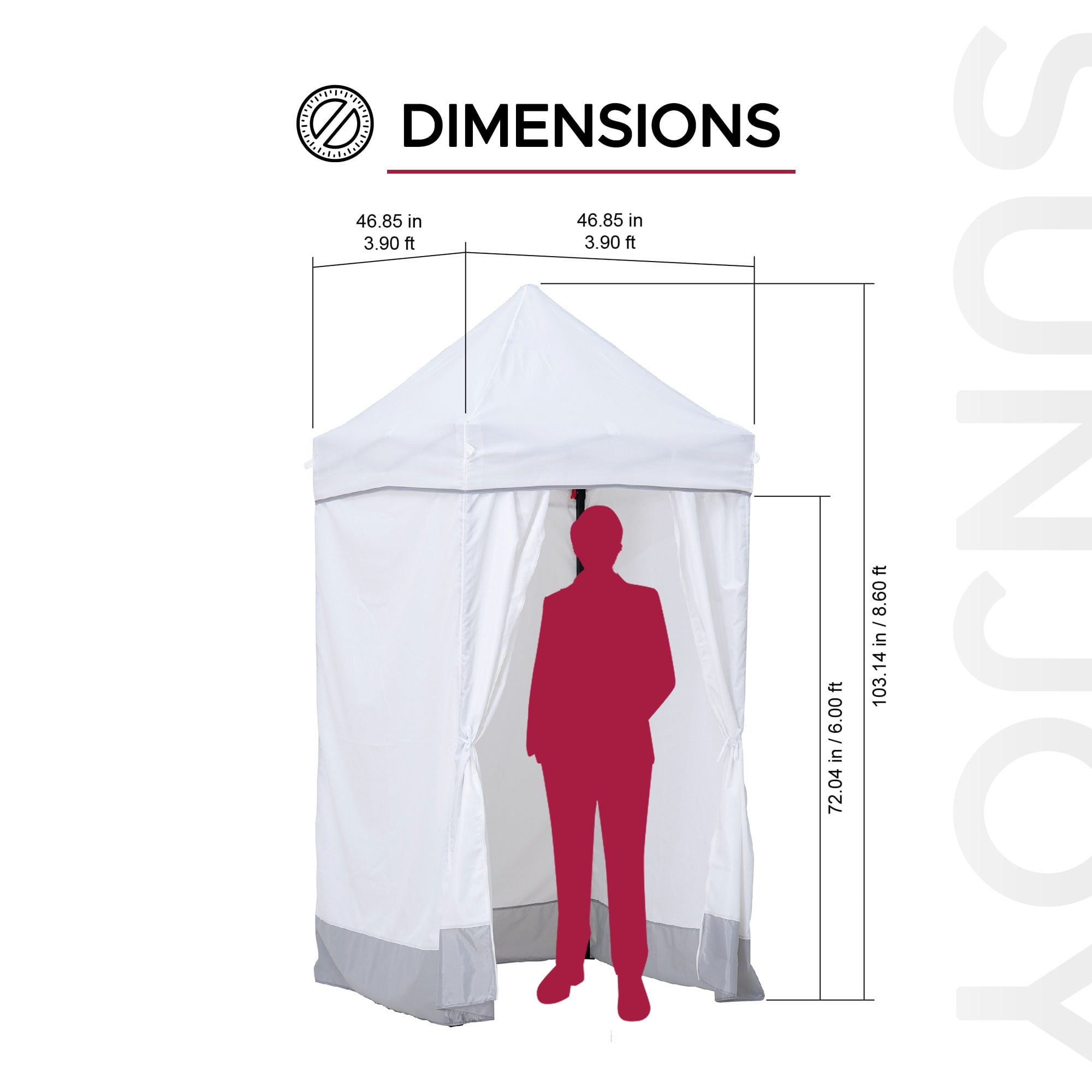 Sunjoy 4’ x 4’ Grey Pop-Up Canopy Tent, Outdoor Instant Pop-Up Gazebo, Portable Privacy Changing Tent with Sidewalls