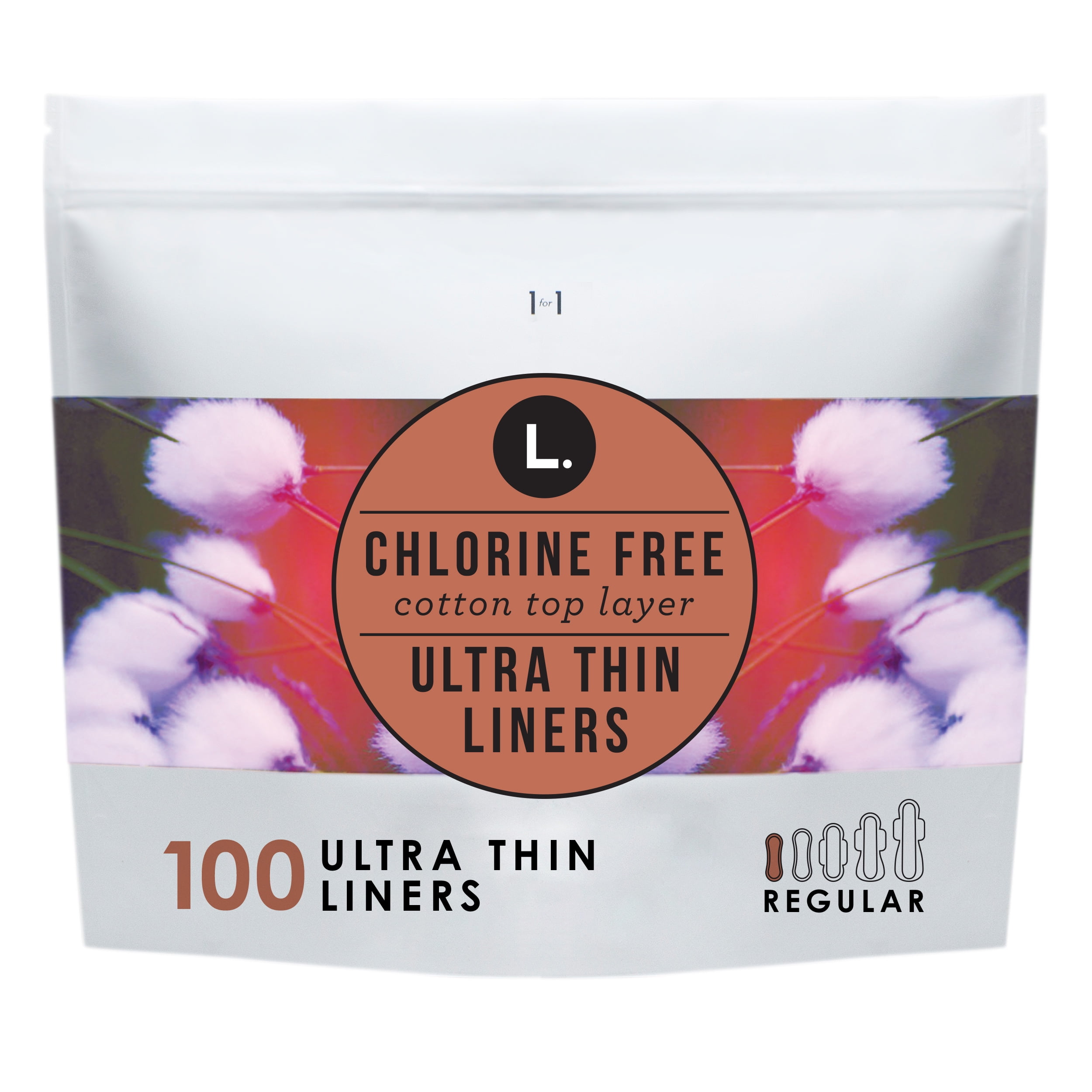 L. Chlorine Free Ultra Thin Liners for Women, 100 Count