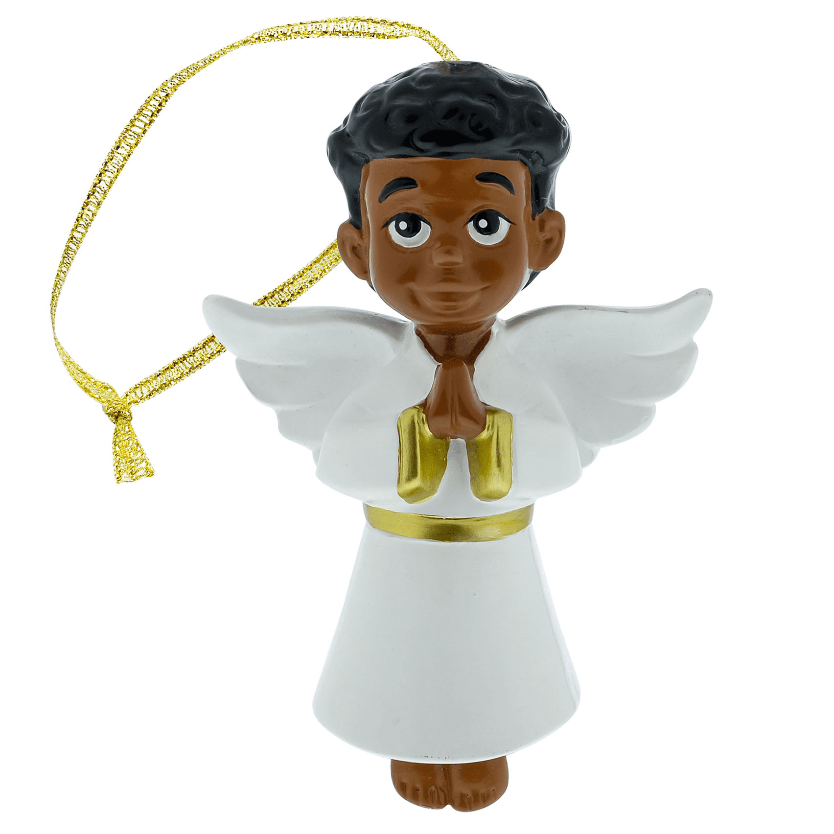 Black Paper Party, Boy Angel Christmas Ornament, 3.5 inches Tall, Resin, Multi-Color, White, Gold