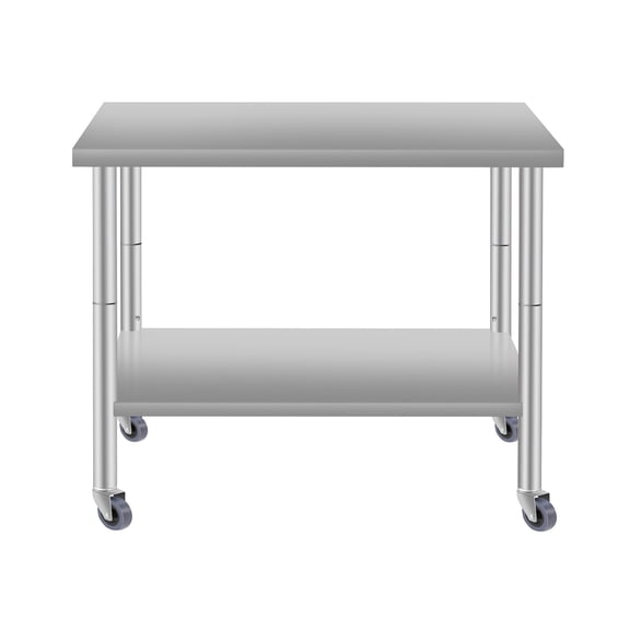 Miekor Furniture 36"*24" Commercial Work Table for Restaurant and Home Stainless Steel Kitchen Prep Table with Under Shelf and wheels 54451