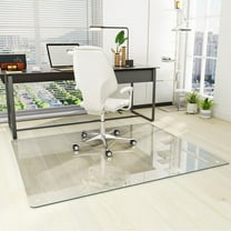 46" x 55" glass chair mat, heavy duty hard floor mat, office chair mat
